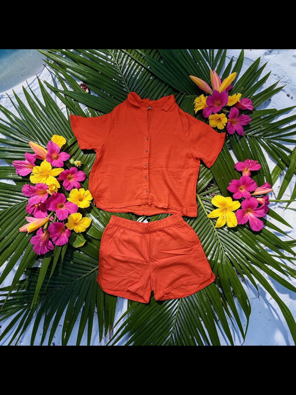 Old Navy bright orange shorts and top set